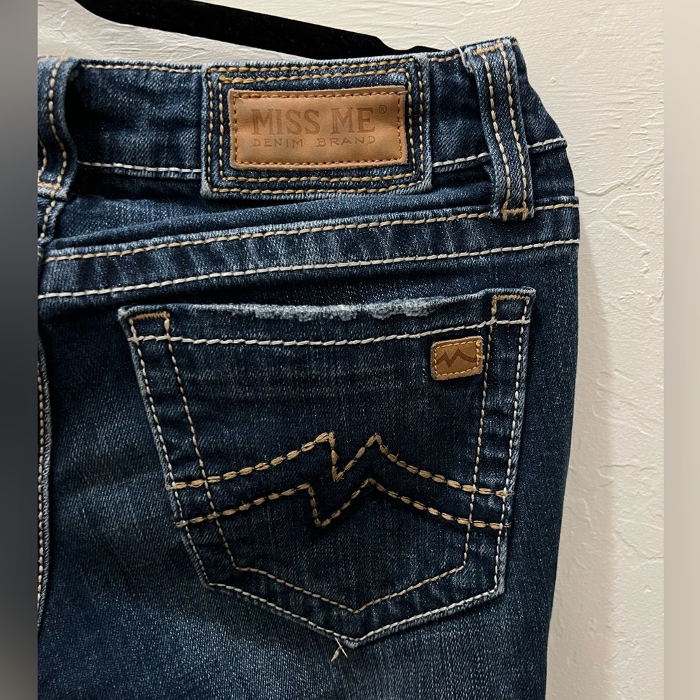 Miss Me Blue Denim Jeans with Tan Stitching